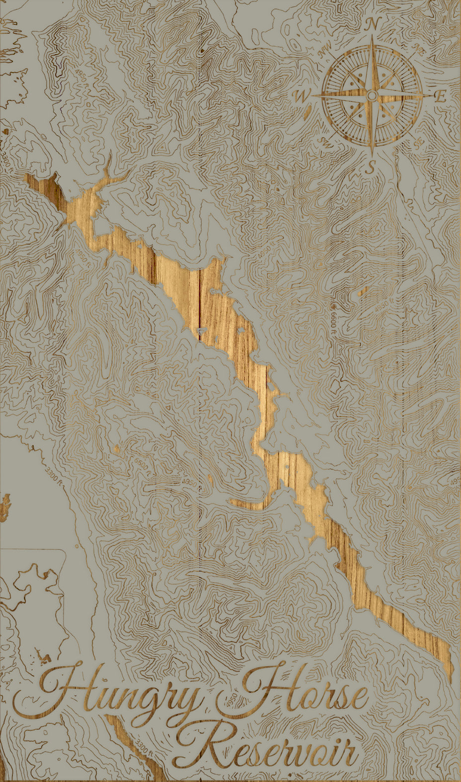 FP0974 - Hungry Horse Reservoir, MT Engraved Map (Standard)