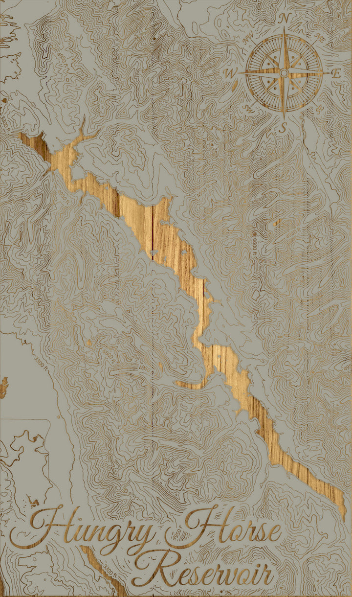 FP0974 - Hungry Horse Reservoir, MT Engraved Map (Standard)