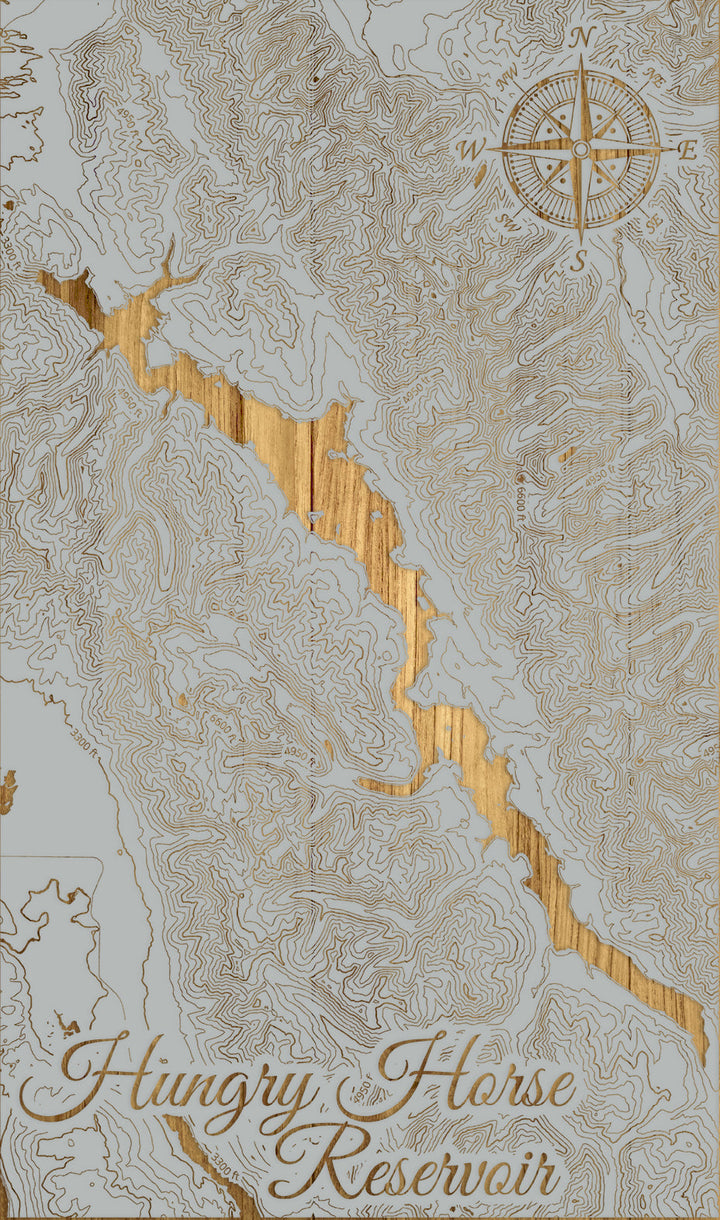 FP0974 - Hungry Horse Reservoir, MT Engraved Map (Standard)