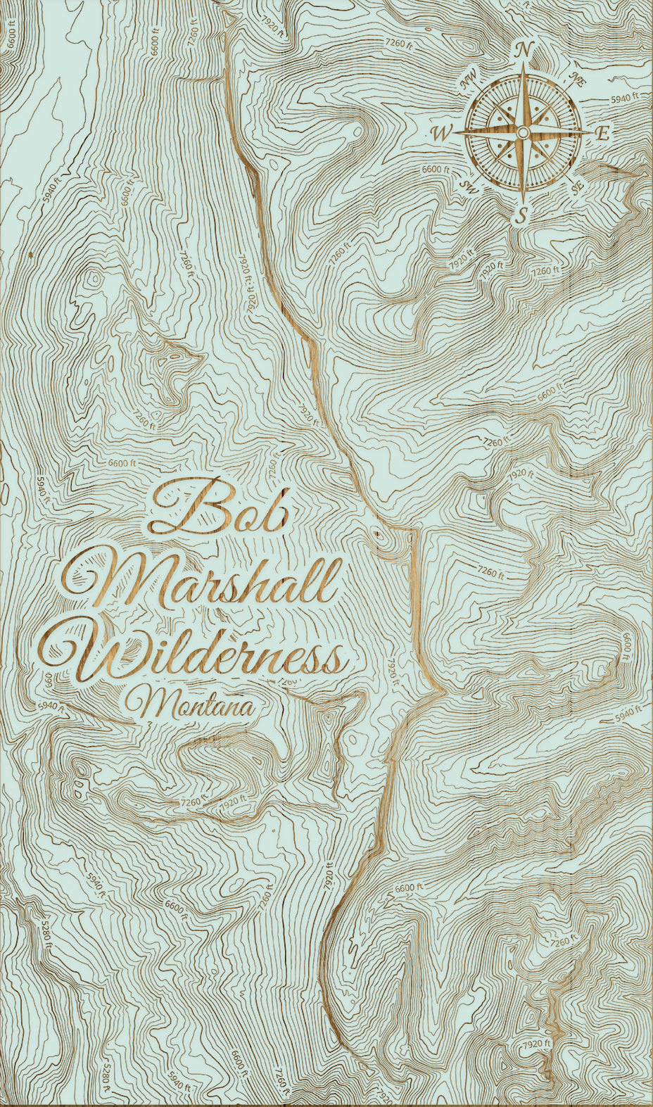 FP0974 - Chinese Wall in the Bob Marshall Wilderness, MT Engraved Map (Standard)