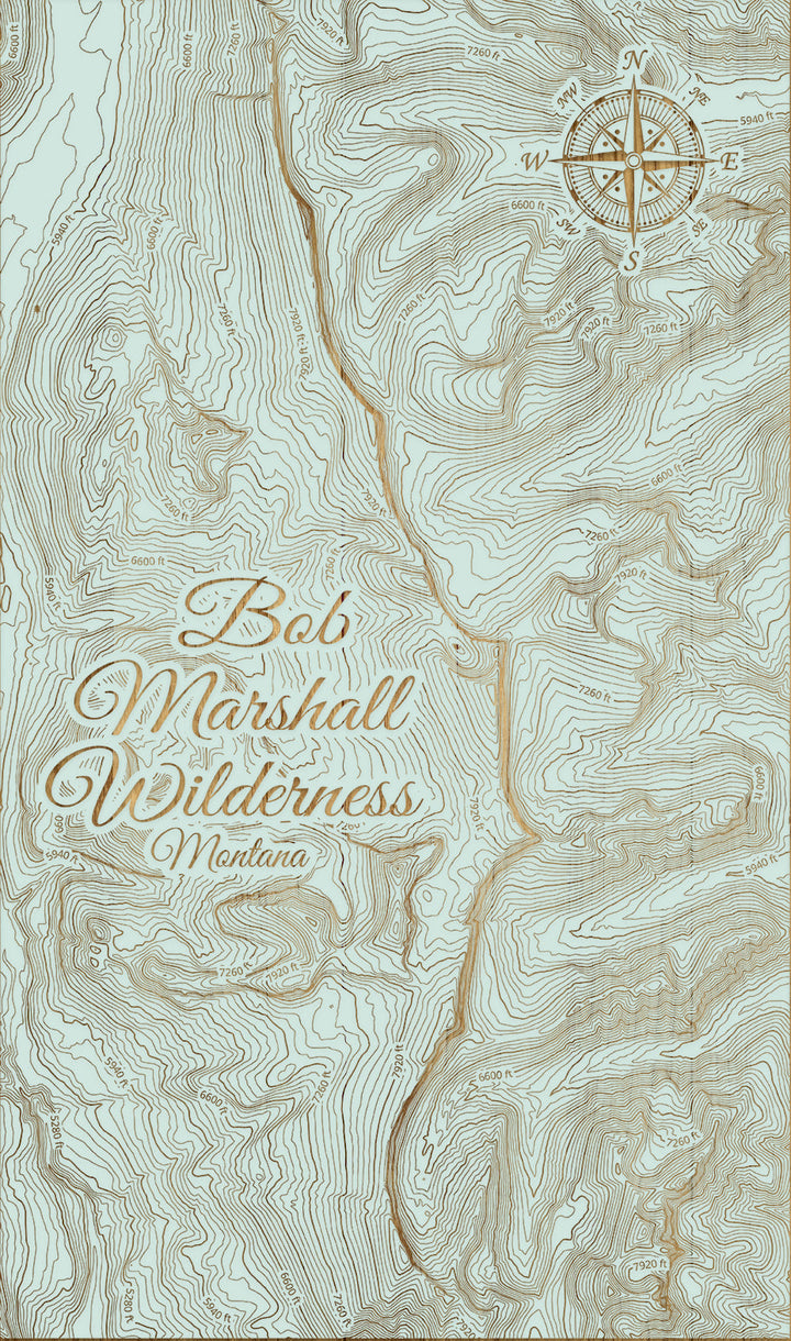 FP0974 - Chinese Wall in the Bob Marshall Wilderness, MT Engraved Map (Standard)
