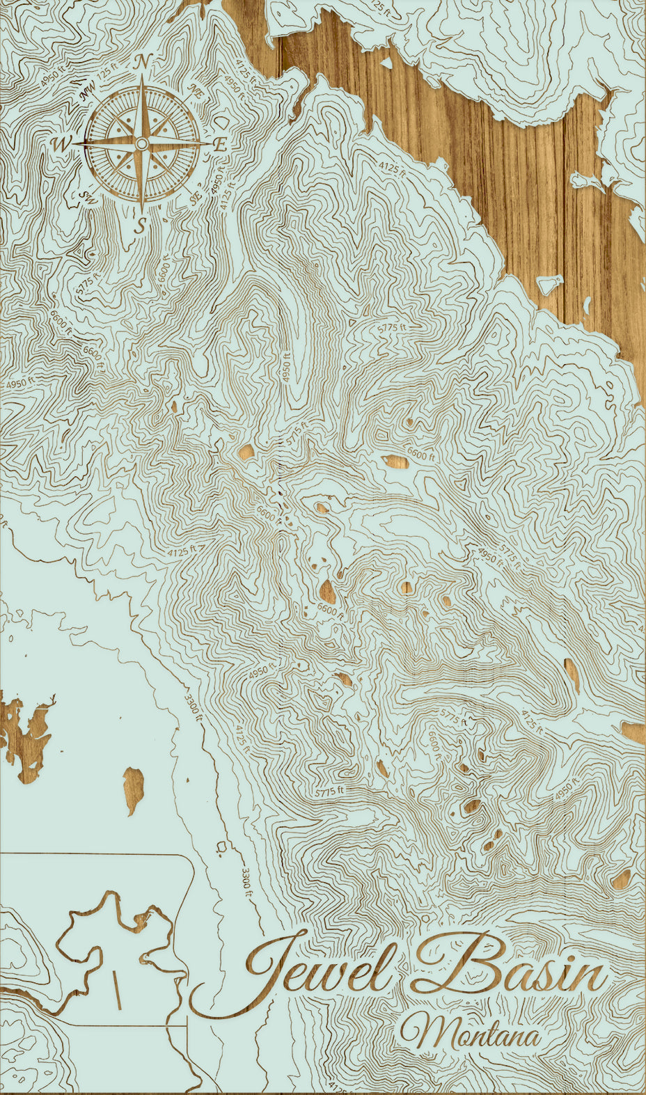 FP0974 - Jewel Basin, MT Engraved Map (Standard)