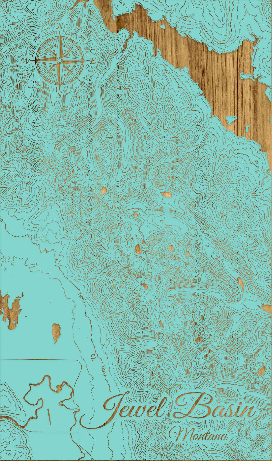 FP0974 - Jewel Basin, MT Engraved Map (Standard)