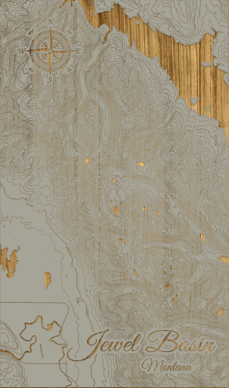 FP0974 - Jewel Basin, MT Engraved Map (Standard)