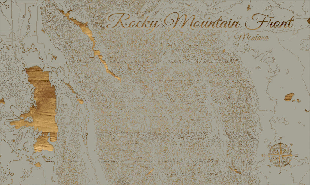 FP0974 - Rocky Mountain Front, MT Engraved Map (Standard)