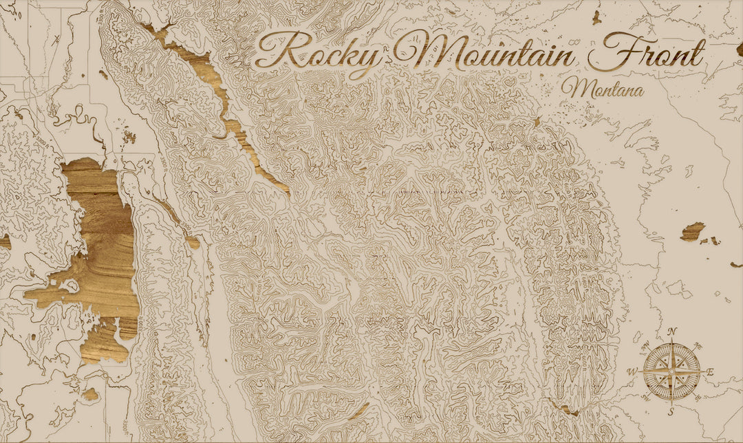 FP0974 - Rocky Mountain Front, MT Engraved Map (Standard)