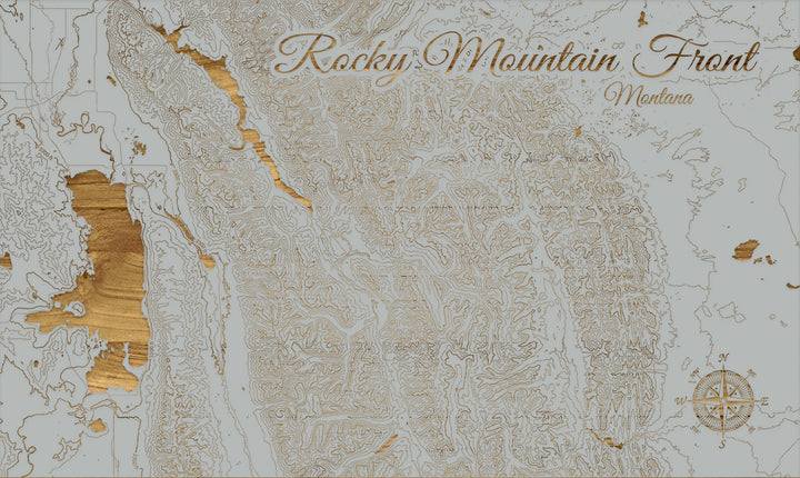 FP0974 - Rocky Mountain Front, MT Engraved Map (Standard)