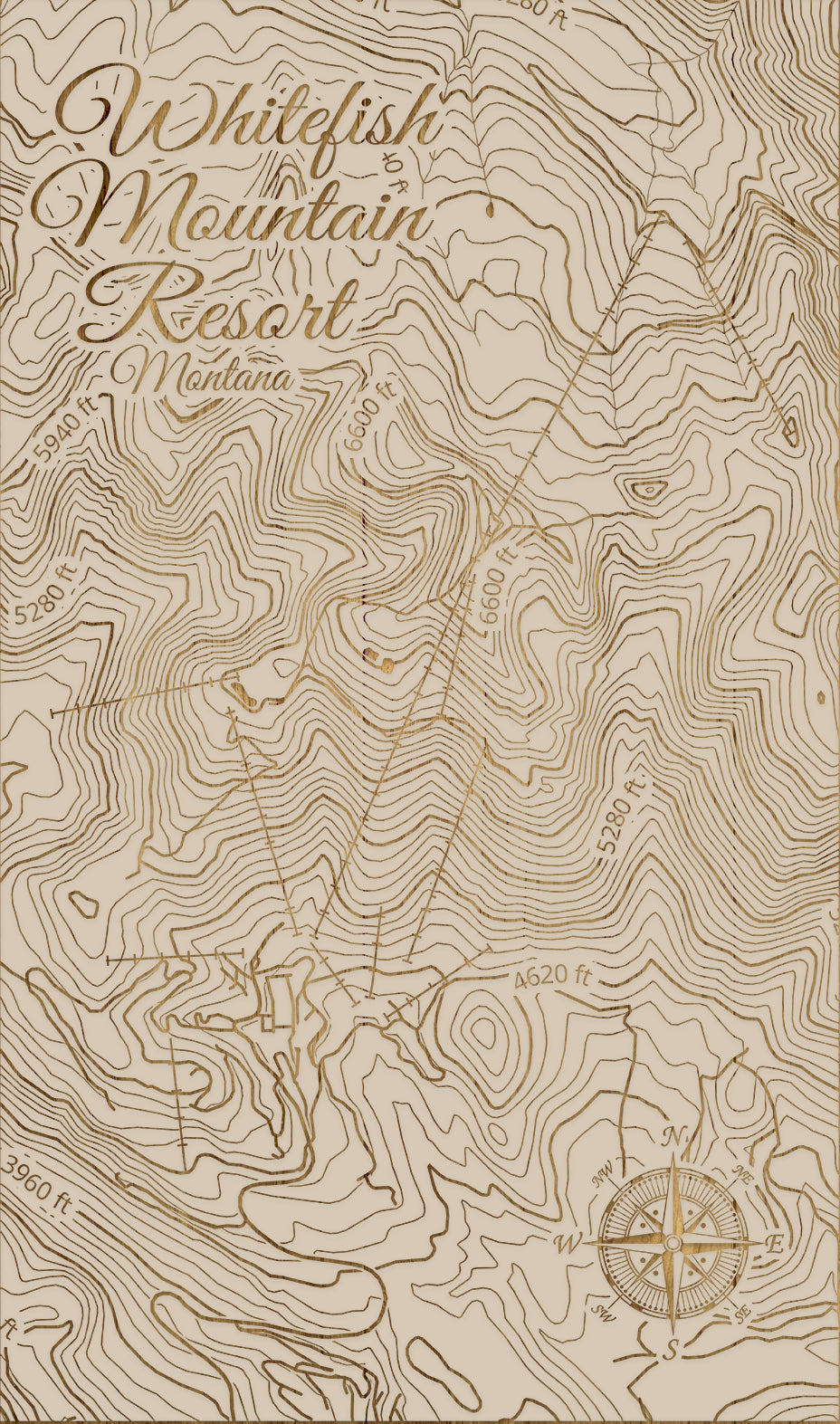 FP0974 - Whitefish Mountain Resort, MT Engraved Map (Standard)