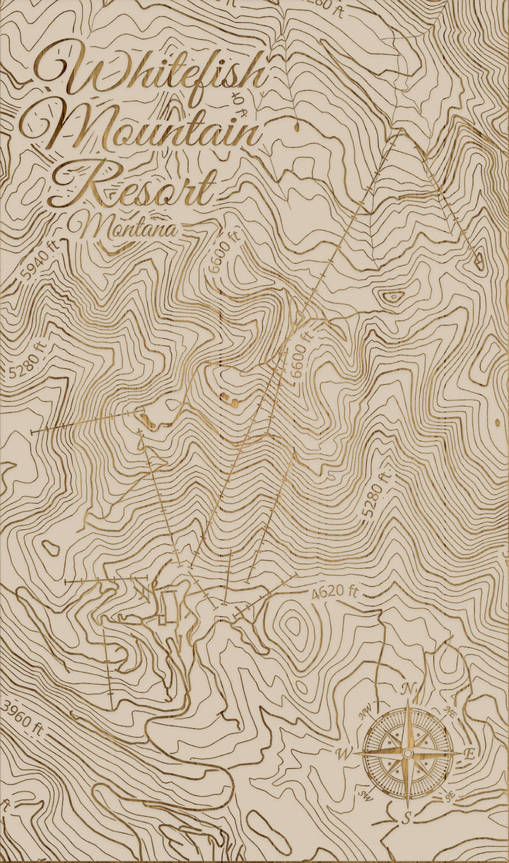 FP0974 - Whitefish Mountain Resort, MT Engraved Map (Standard)