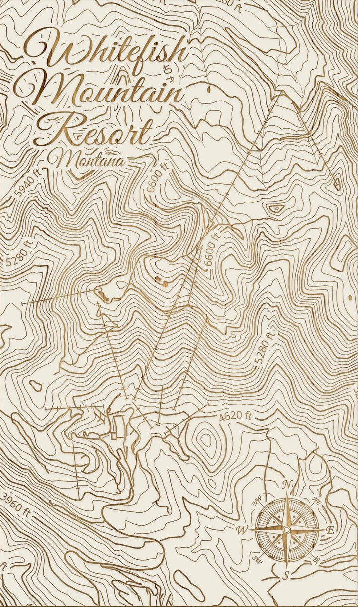 FP0974 - Whitefish Mountain Resort, MT Engraved Map (Standard)