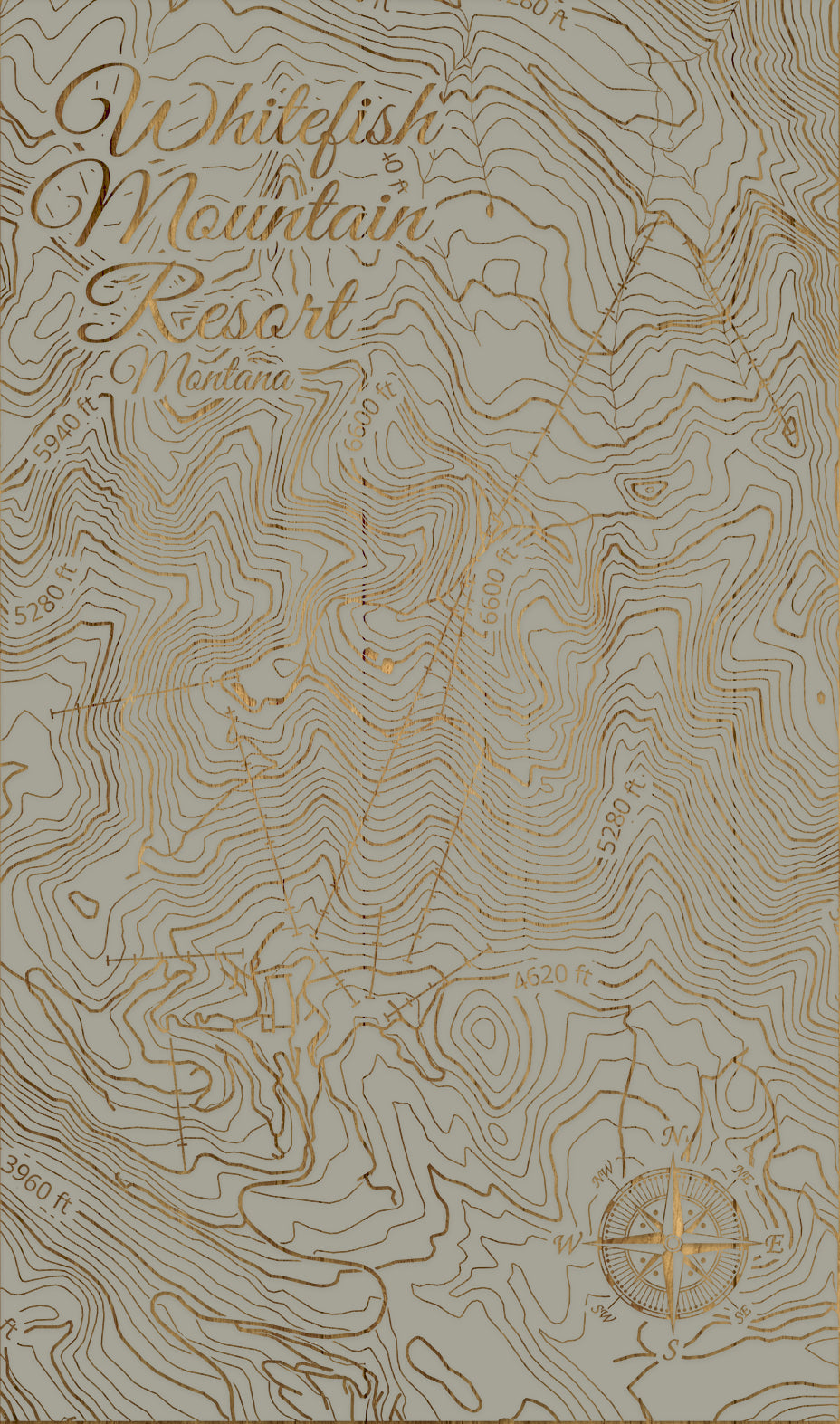 FP0974 - Whitefish Mountain Resort, MT Engraved Map (Standard)