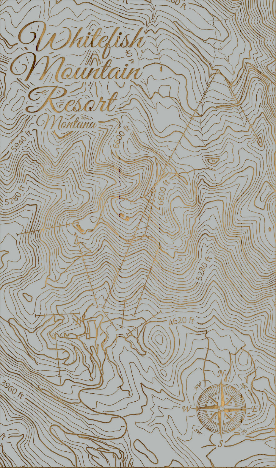 FP0974 - Whitefish Mountain Resort, MT Engraved Map (Standard)