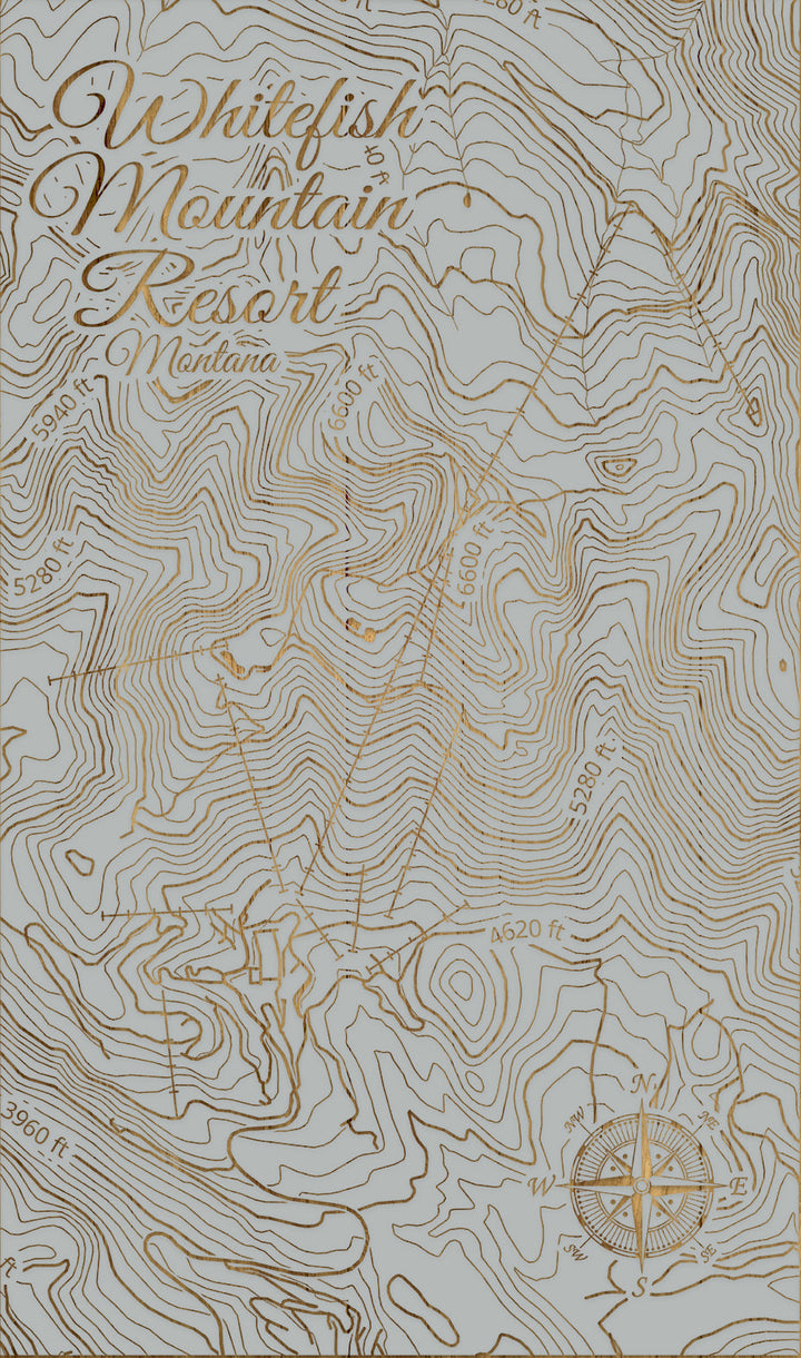 FP0974 - Whitefish Mountain Resort, MT Engraved Map (Standard)