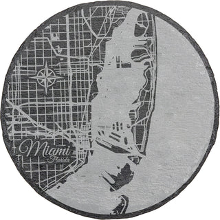 Miami, Florida Round Slate Coaster