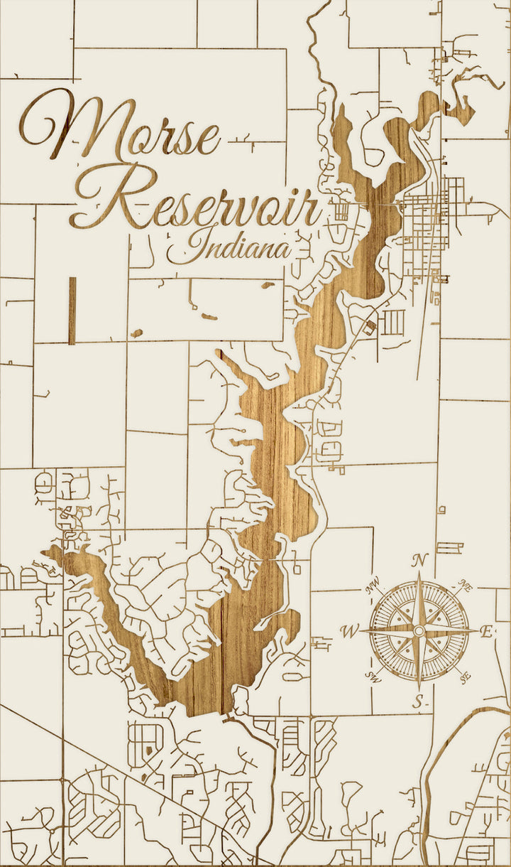 FP0684 - Morse Reservoir, IN Engraved Map (Standard)