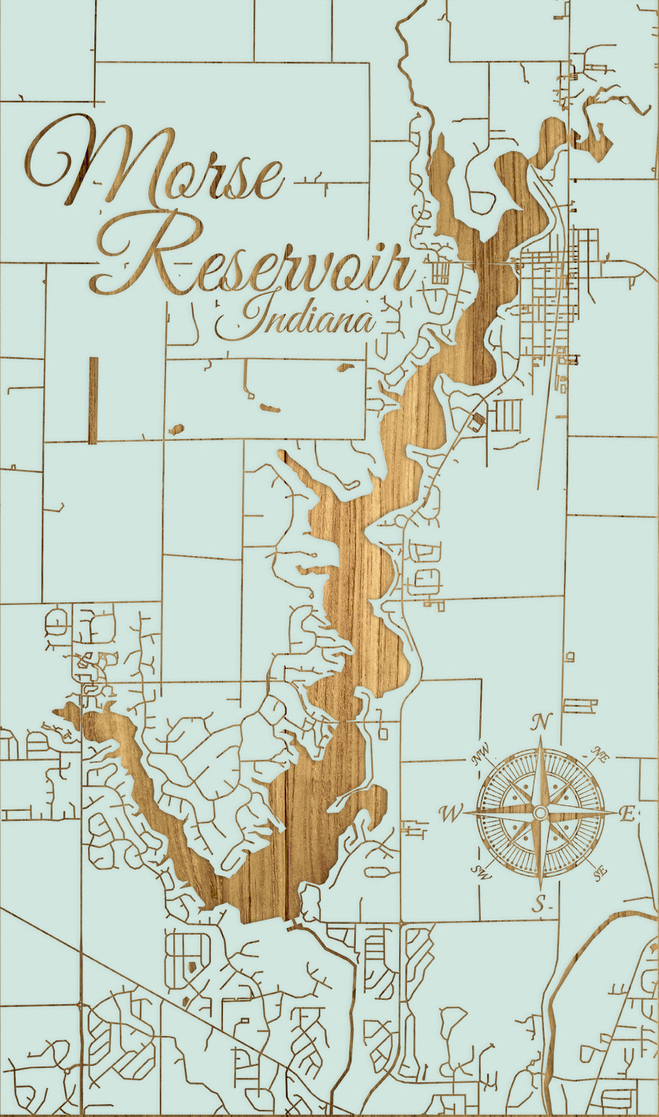 FP0684 - Morse Reservoir, IN Engraved Map (Standard)