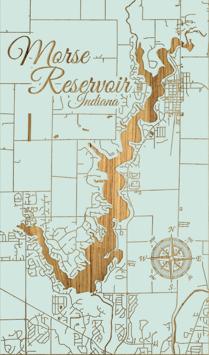 FP0684 - Morse Reservoir, IN Engraved Map (Standard)
