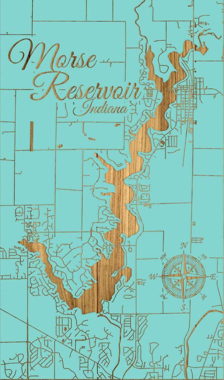 FP0684 - Morse Reservoir, IN Engraved Map (Standard)
