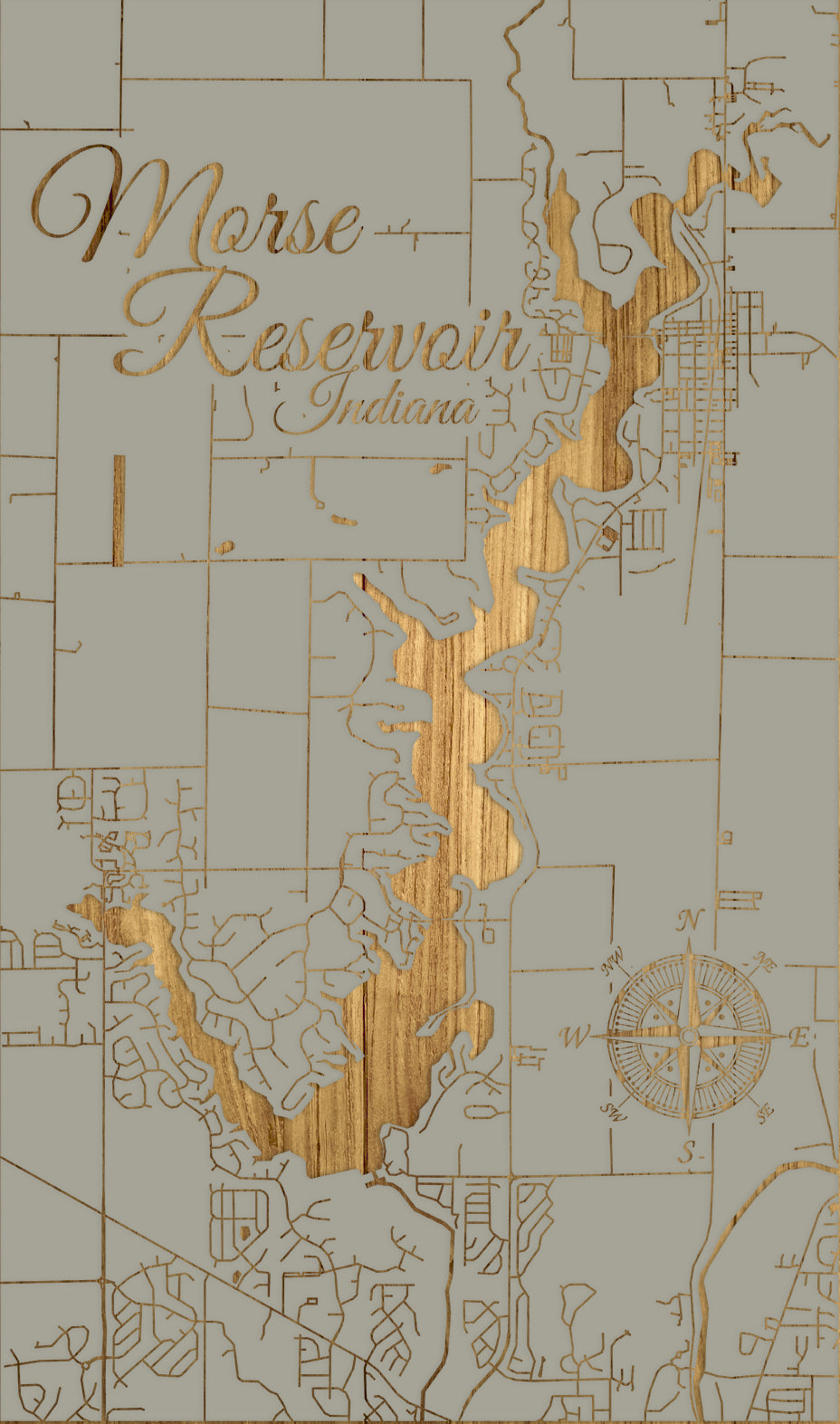 FP0684 - Morse Reservoir, IN Engraved Map (Standard)