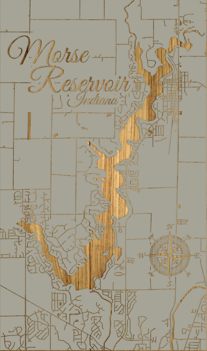 FP0684 - Morse Reservoir, IN Engraved Map (Standard)