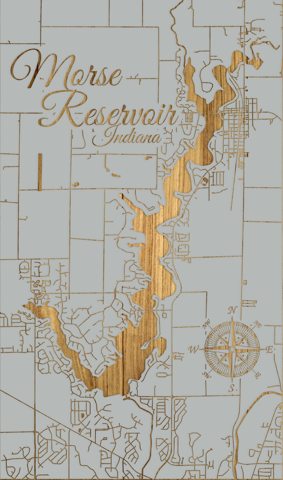 FP0684 - Morse Reservoir, IN Engraved Map (Standard)