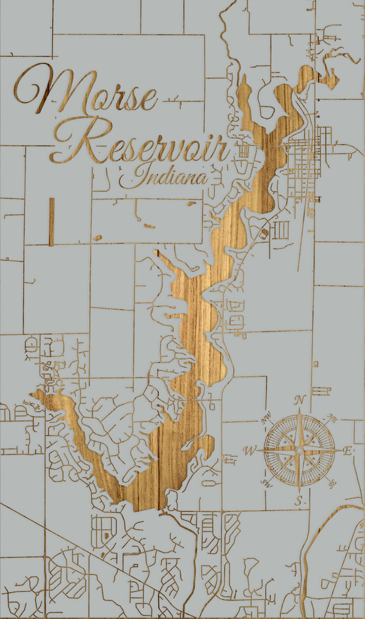 FP0684 - Morse Reservoir, IN Engraved Map (Standard)
