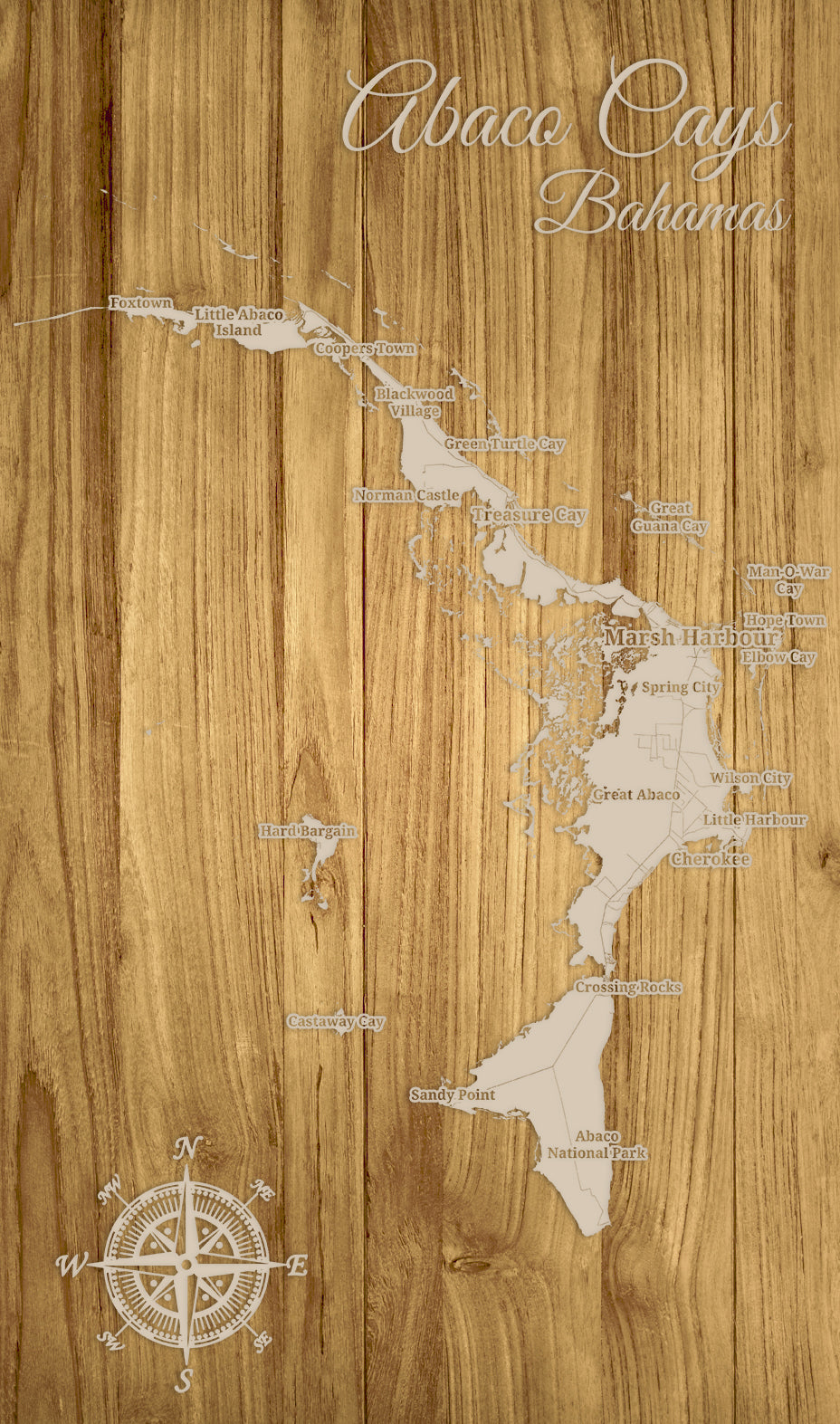 FP1010 - Abaco Cays, Bahamas Engraved Map (Standard)