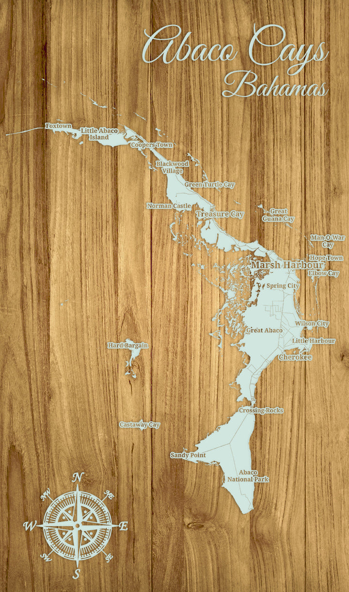 FP1010 - Abaco Cays, Bahamas Engraved Map (Standard)
