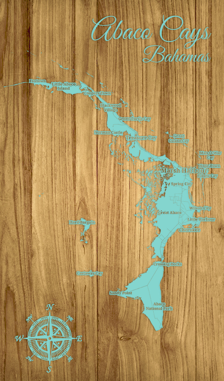 FP1010 - Abaco Cays, Bahamas Engraved Map (Standard)