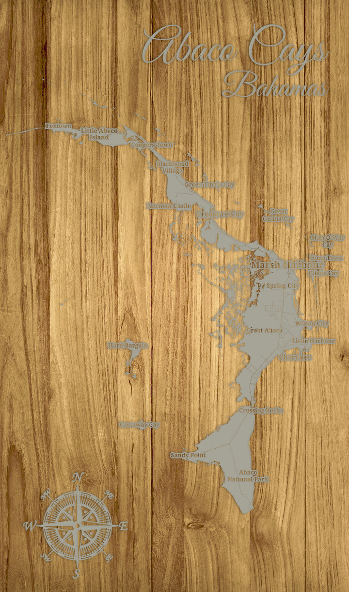 FP1010 - Abaco Cays, Bahamas Engraved Map (Standard)