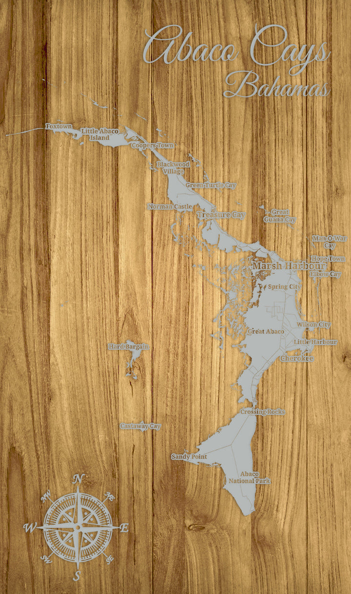 FP1010 - Abaco Cays, Bahamas Engraved Map (Standard)