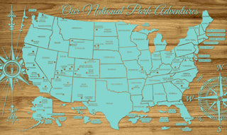 Exclusive - National Park Adventures, NA Engraved Wood Wall Map