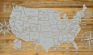 Exclusive - National Park Adventures, NA Engraved Wood Wall Map