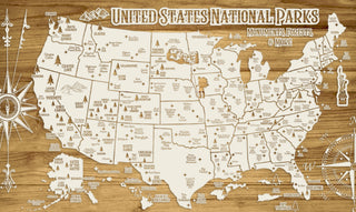 Exclusive - United States National Parks Engraved Wood Wall Map