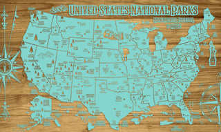Exclusive - United States National Parks Engraved Wood Wall Map