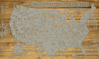 Exclusive - United States National Parks Engraved Wood Wall Map