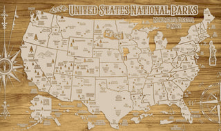 Exclusive - United States National Parks Engraved Wood Wall Map
