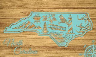 North Carolina Abstract Engraved Map