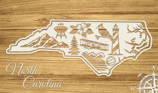 North Carolina Abstract Engraved Map