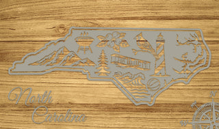 North Carolina Abstract Engraved Map
