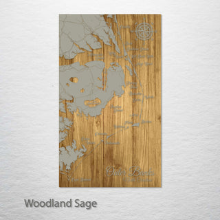 Outer Banks, North Carolina Whimsical Engraved Wood Wall Map
