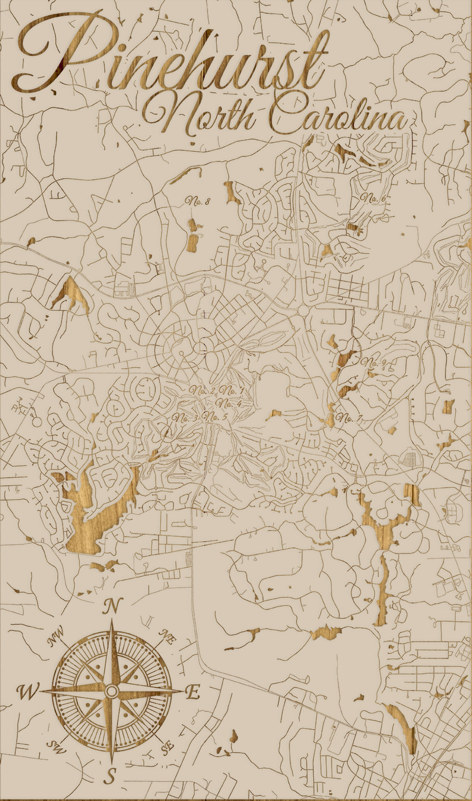 FP1449 - Pinehurst, NC Engraved Map (Standard)