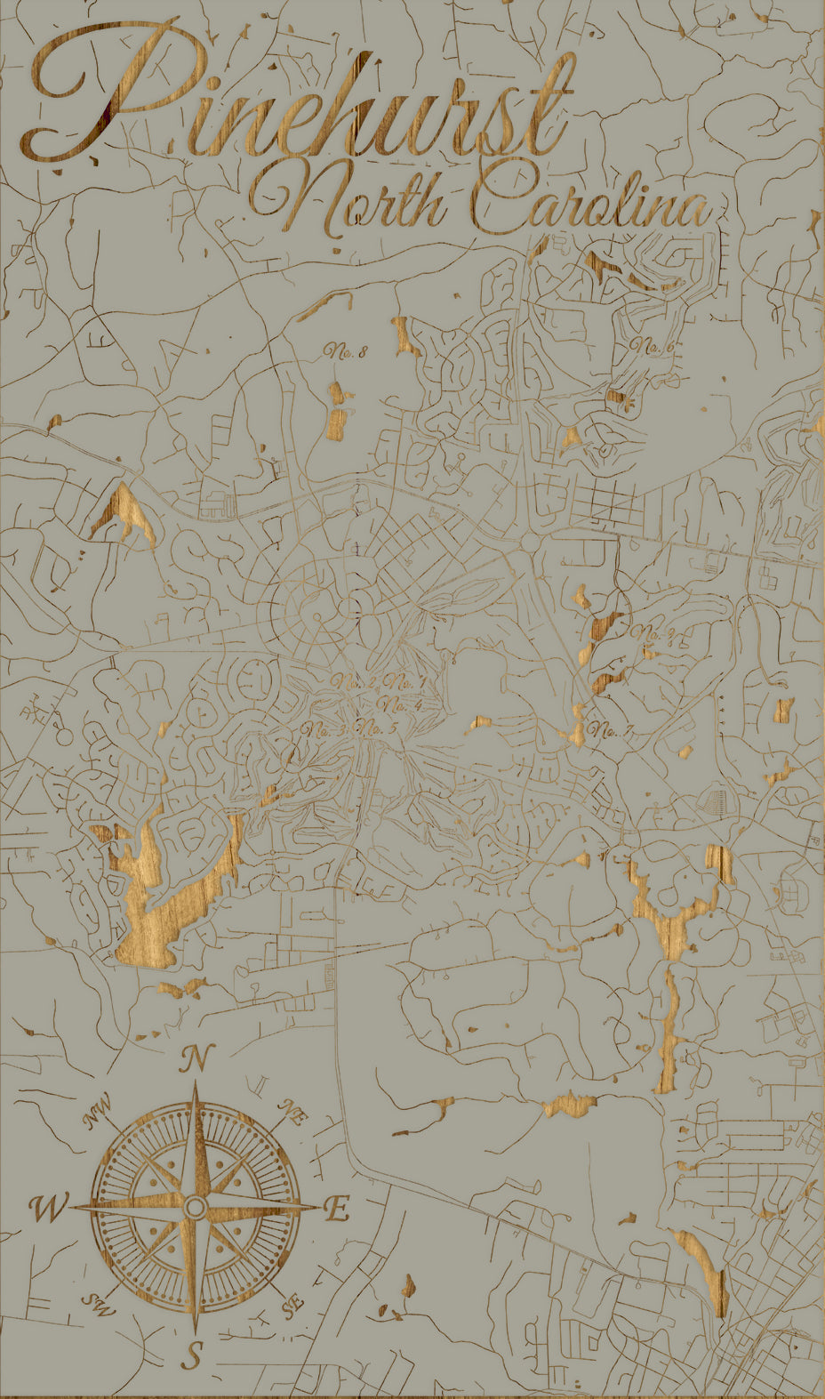 FP1449 - Pinehurst, NC Engraved Map (Standard)