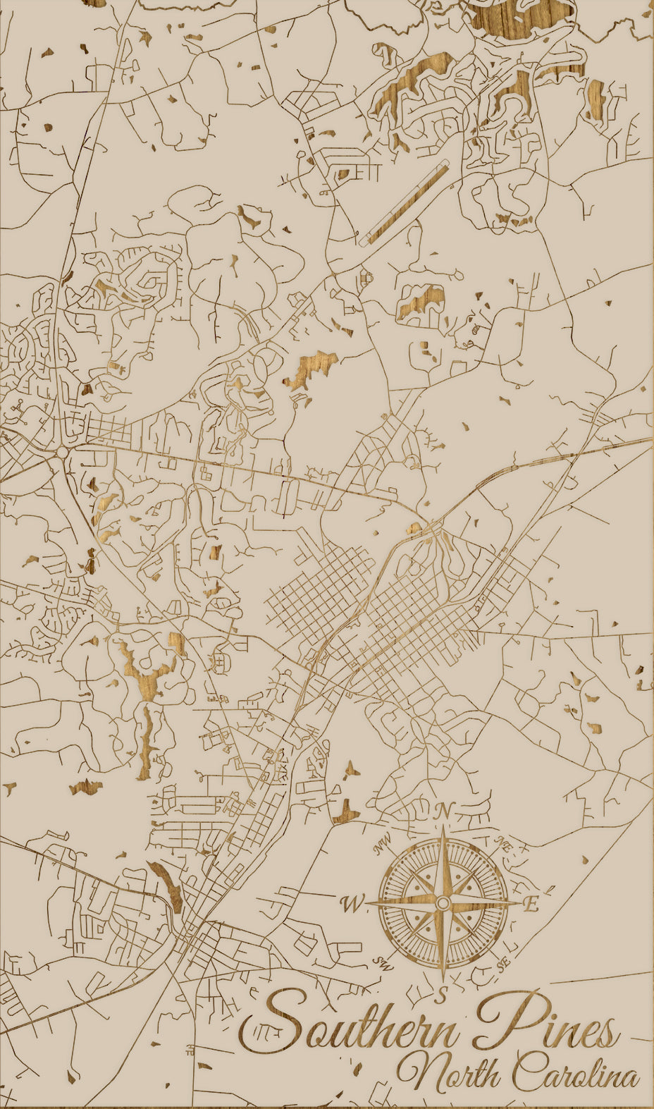 FP1449 - Southern Pines, NC Engraved Map (Standard)