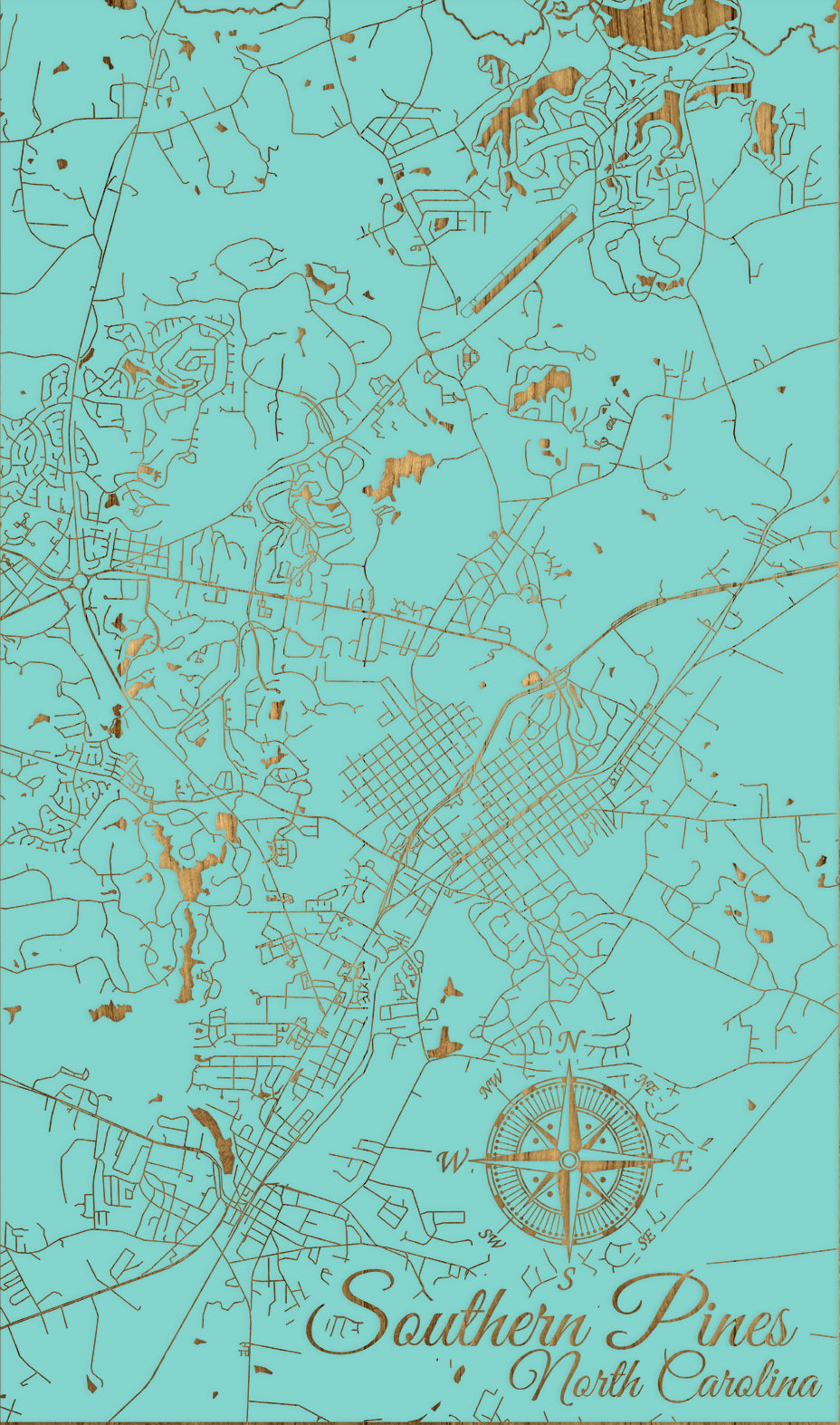 FP1449 - Southern Pines, NC Engraved Map (Standard)