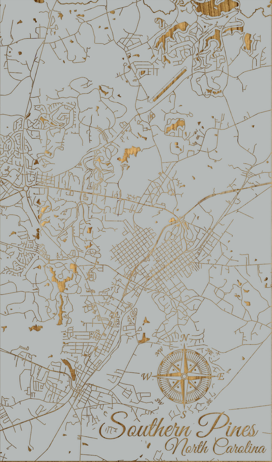 FP1449 - Southern Pines, NC Engraved Map (Standard)