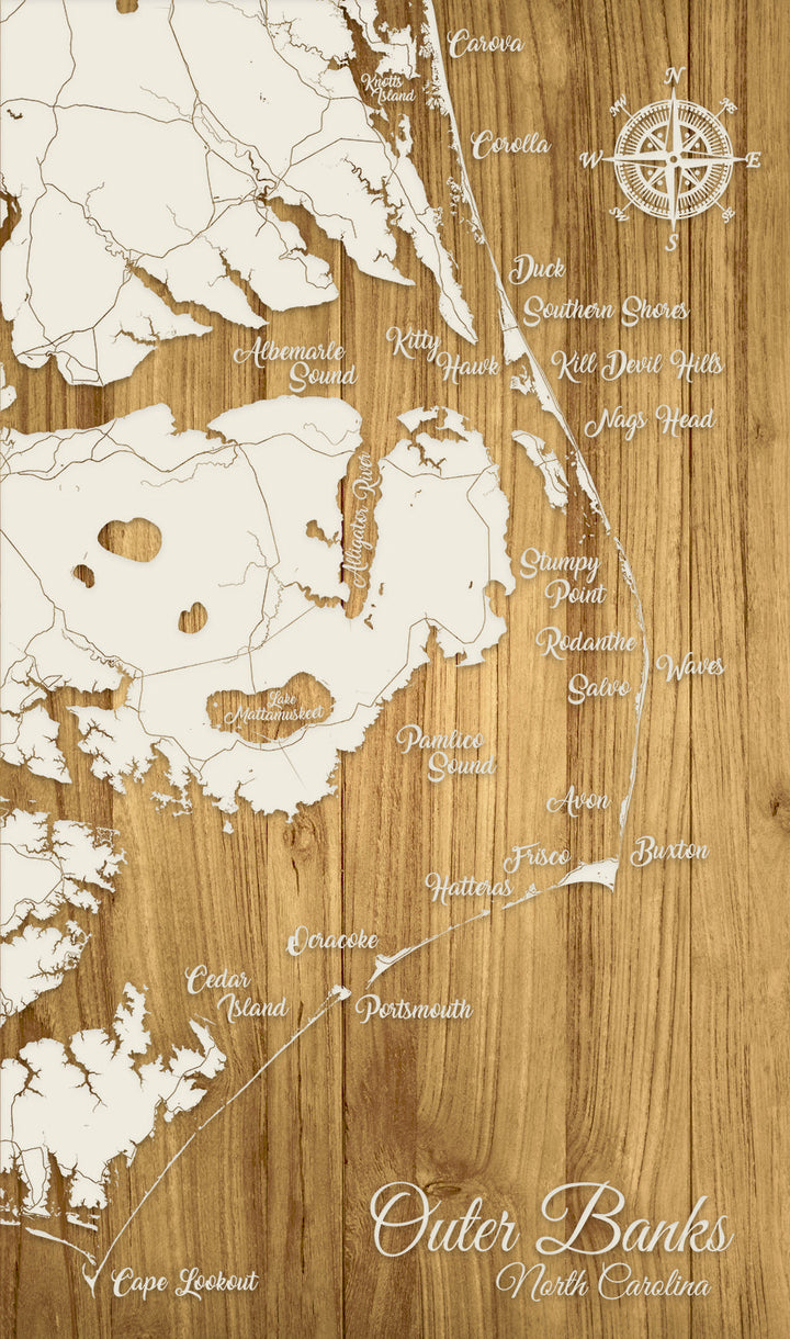 FP0528 - OBX Expanded Whimsical, NC Engraved Map (Standard)