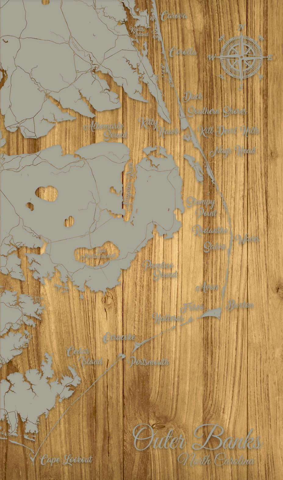 FP0528 - OBX Expanded Whimsical, NC Engraved Map (Standard)