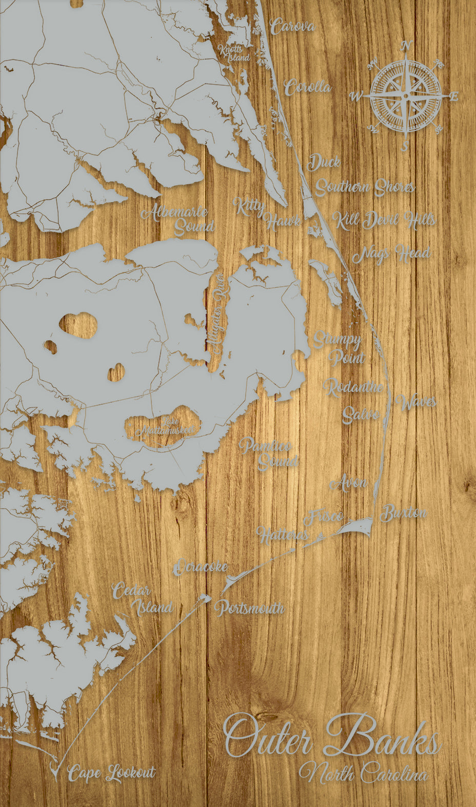 FP0528 - OBX Expanded Whimsical, NC Engraved Map (Standard)