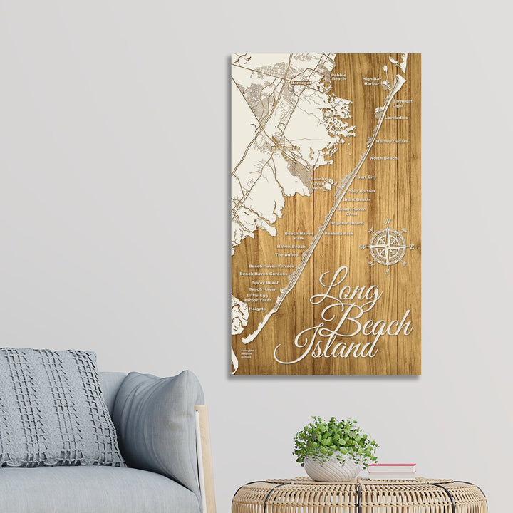 Long Beach Island, New Jersey Engraved Map (Bronze)